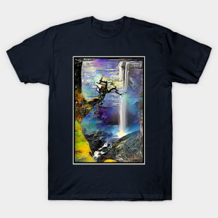 Moonlight Waterfall. Fantasy Landscape T-Shirt